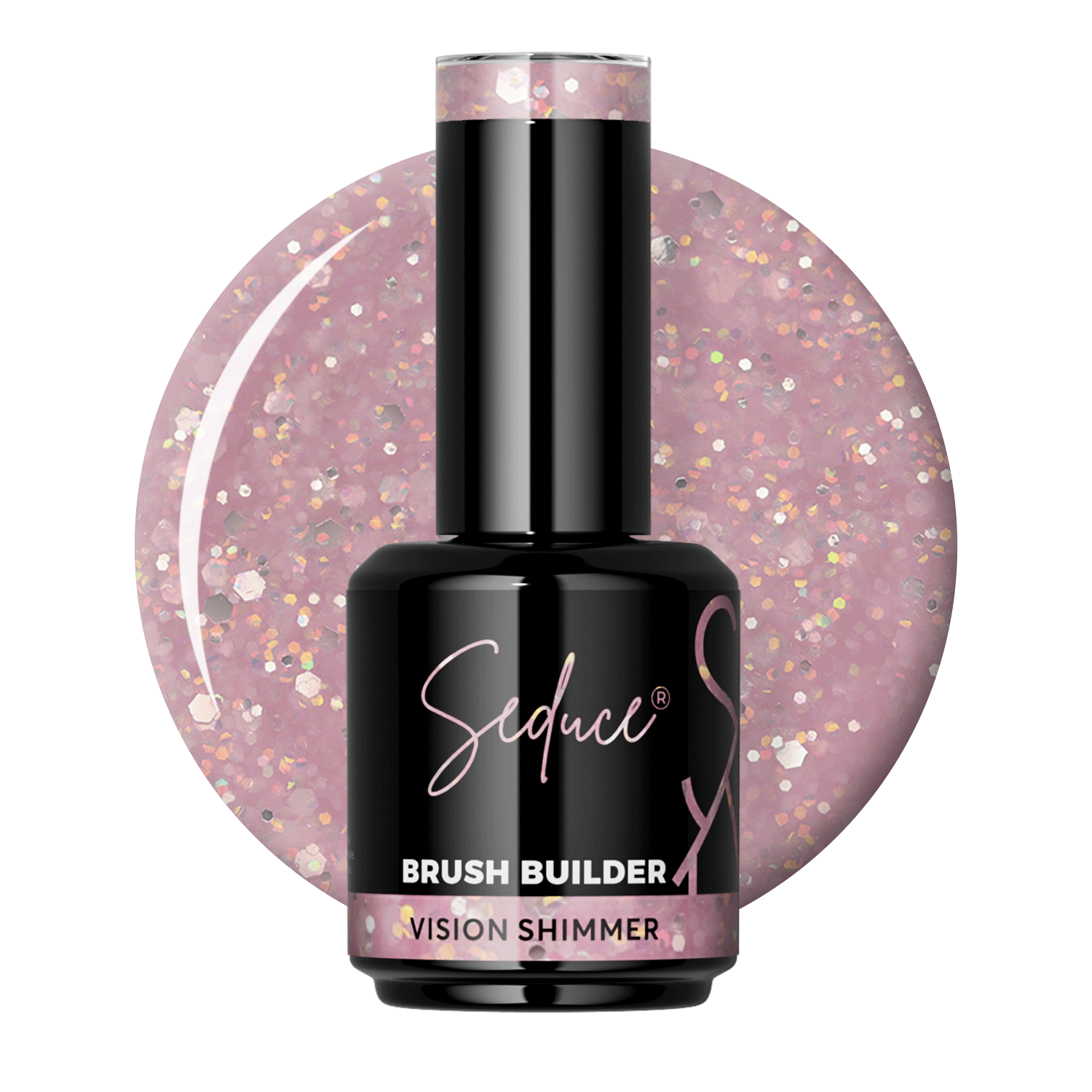 Seduce® Brush builder BIAB vision shimmer roze met glitters