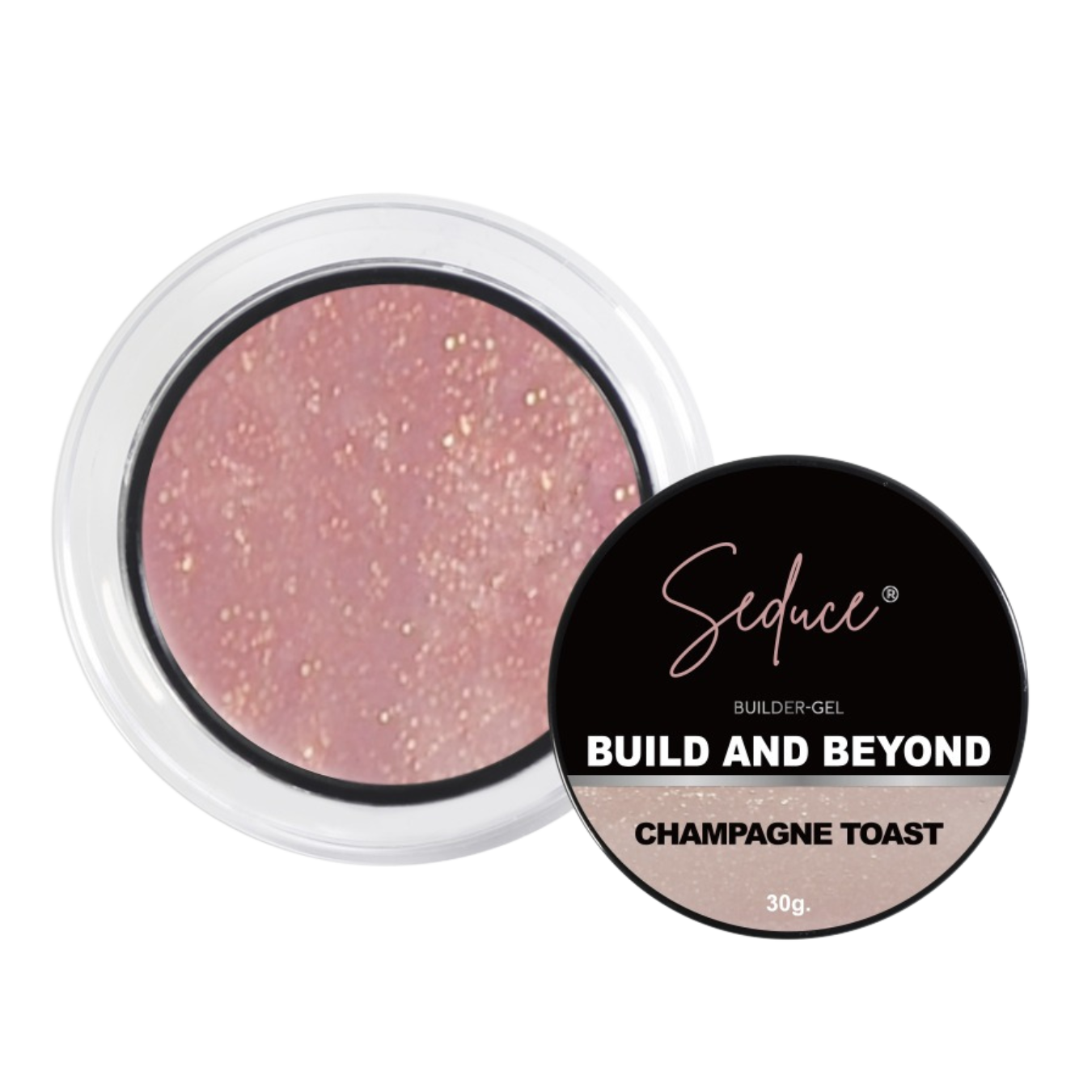 Seduce® Build and Beyond champagne toast met glitters