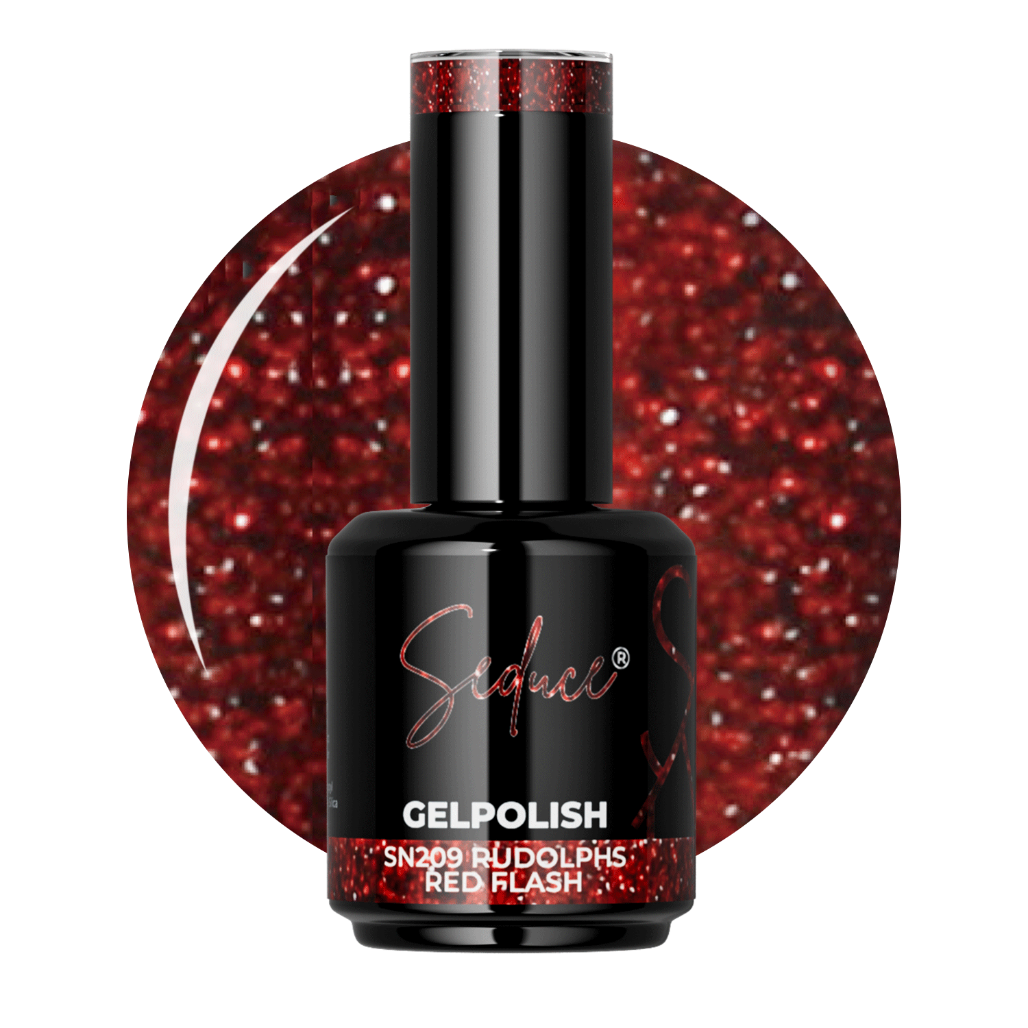 Seduce® gelpolish sn209 rudolphs red flash met glitters