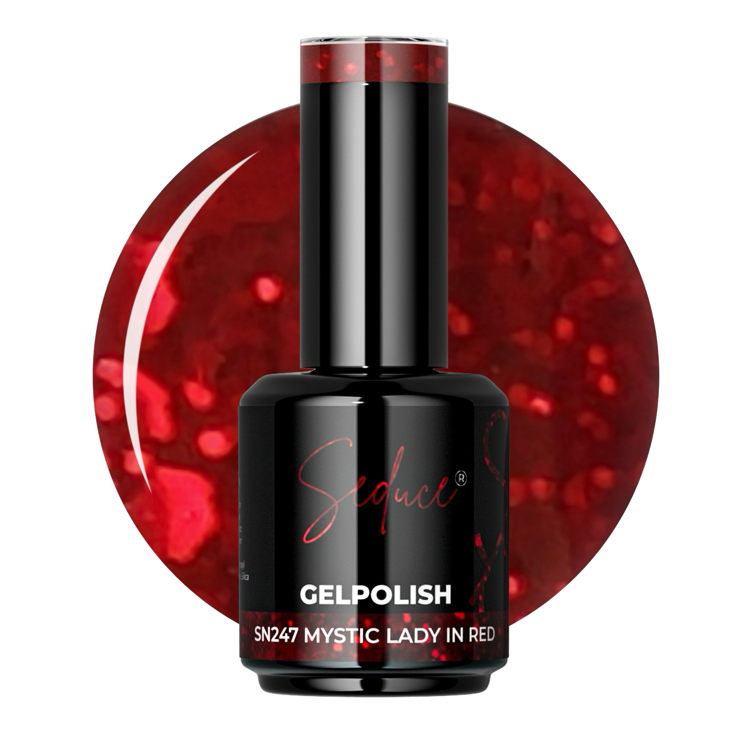Seduce® Gelpolish rode kleur met glitters SN247