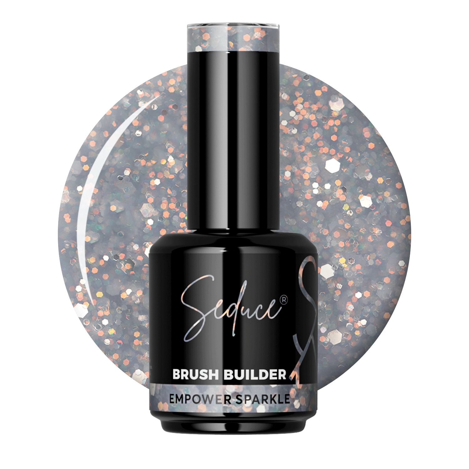 Seduce® Brush builder BIAB empower sparkle grijs met glitters