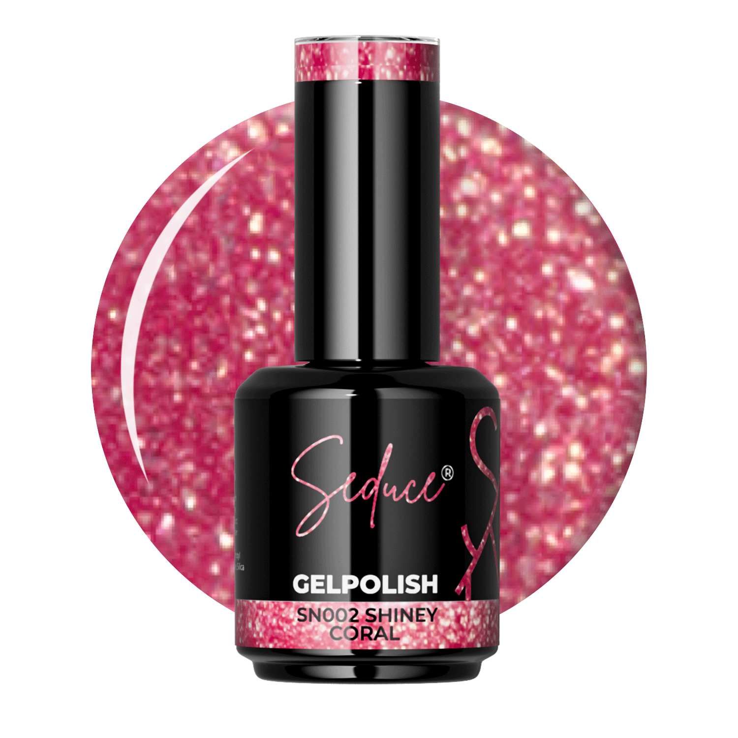 Seduce® koraal kleurige gelpolish met glitter