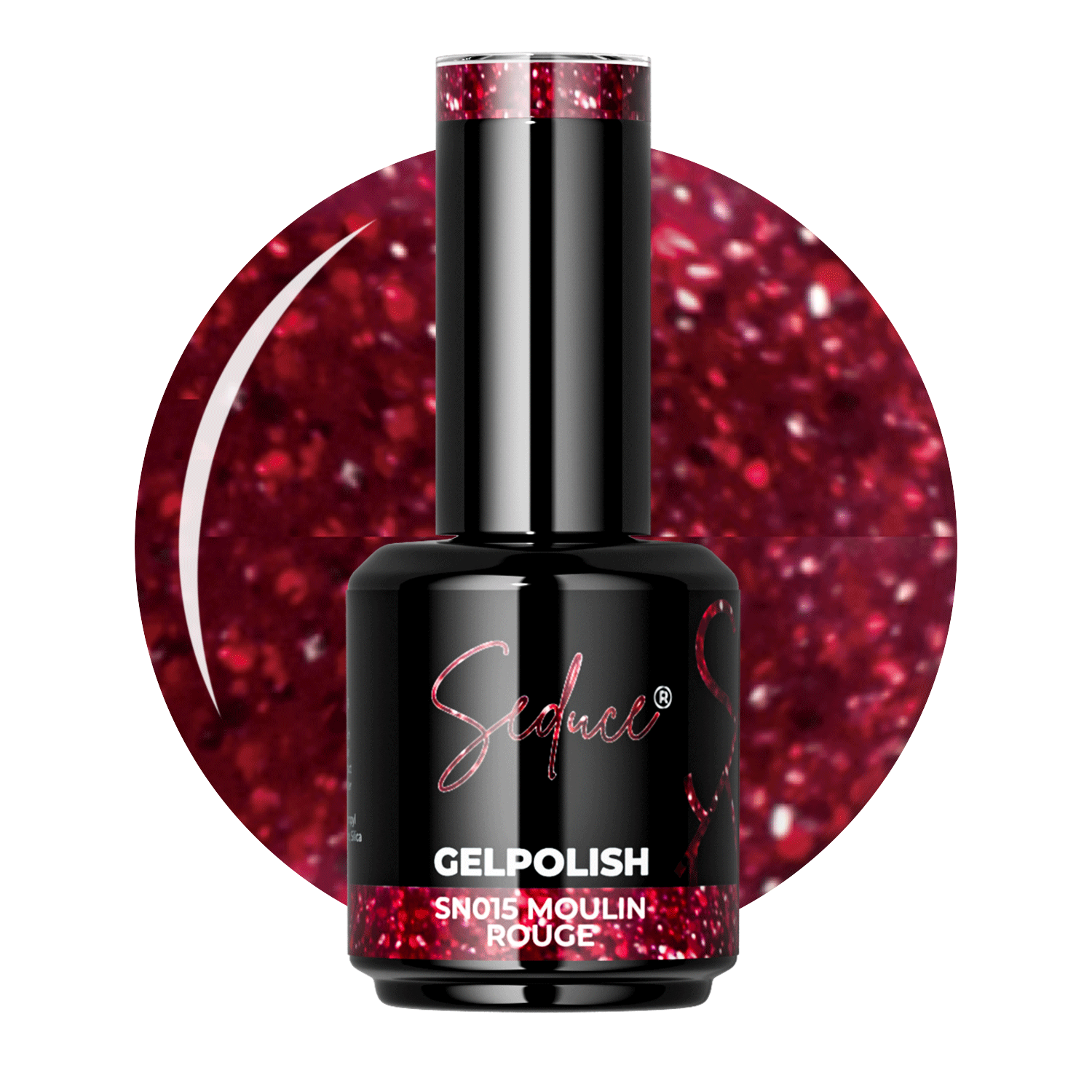 Seduce® rode gelpolish kleur met glitters