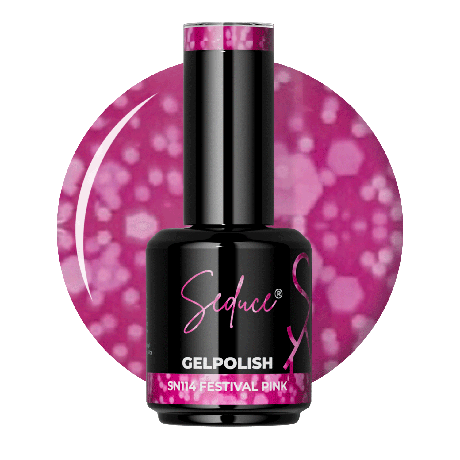 Seduce® gelpolish roze kleur met grove glitters