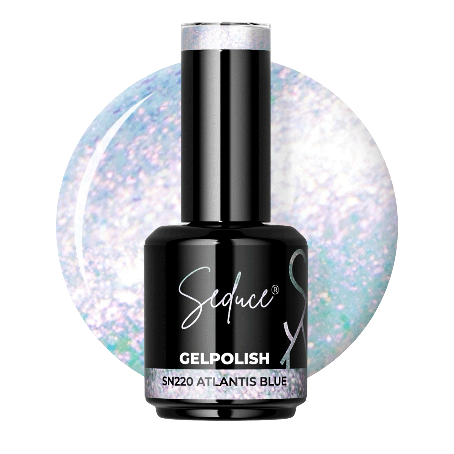 Seduce® gelpolish sn220 een prachtige transparante blauwe shimmer lak. Kan over elke kleur aangebracht worden en verschillende lichtinval zorgt voor andere tint