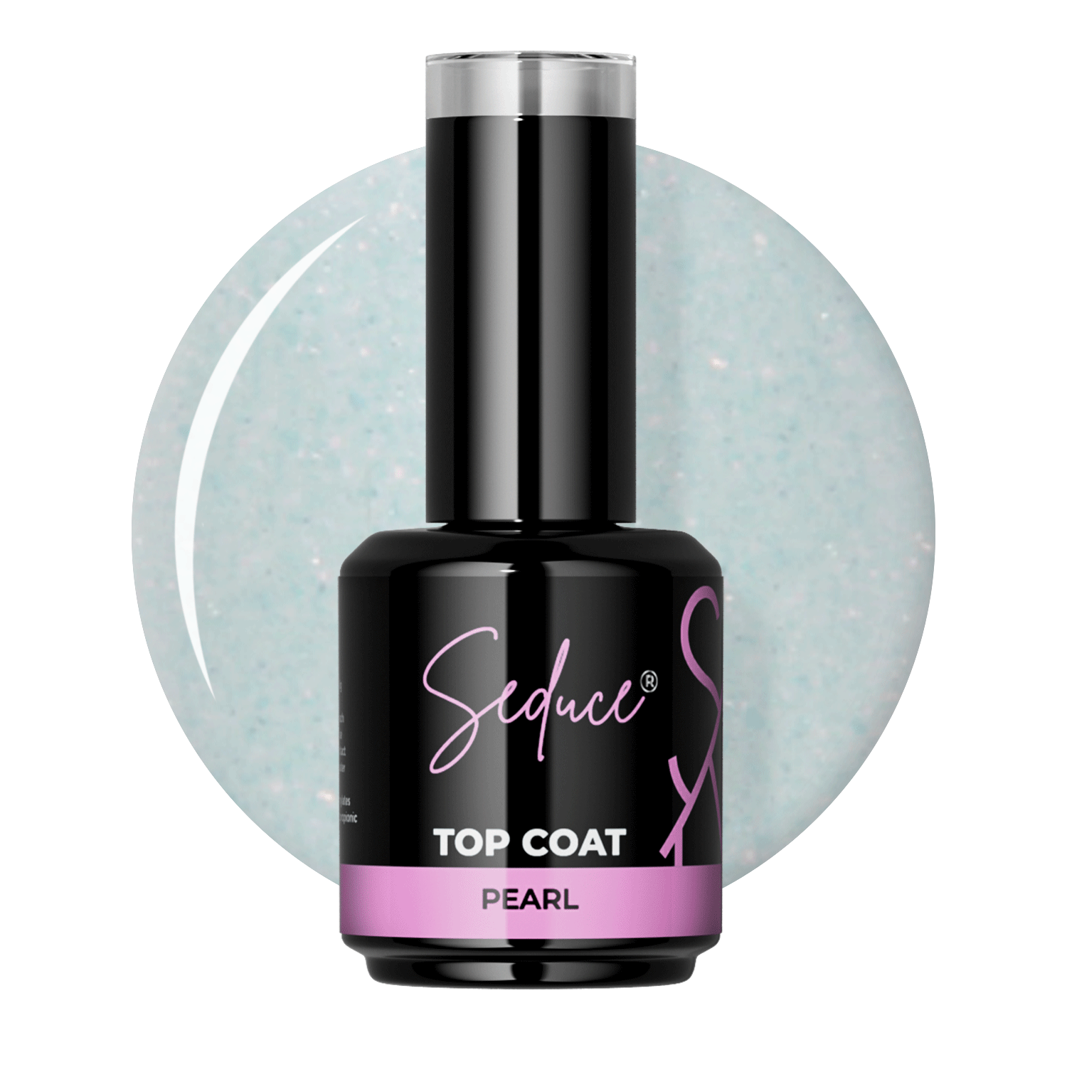 Seduce® no wipe topcoat met een pearl effect. Kan over iedere kleur aangebracht worden.