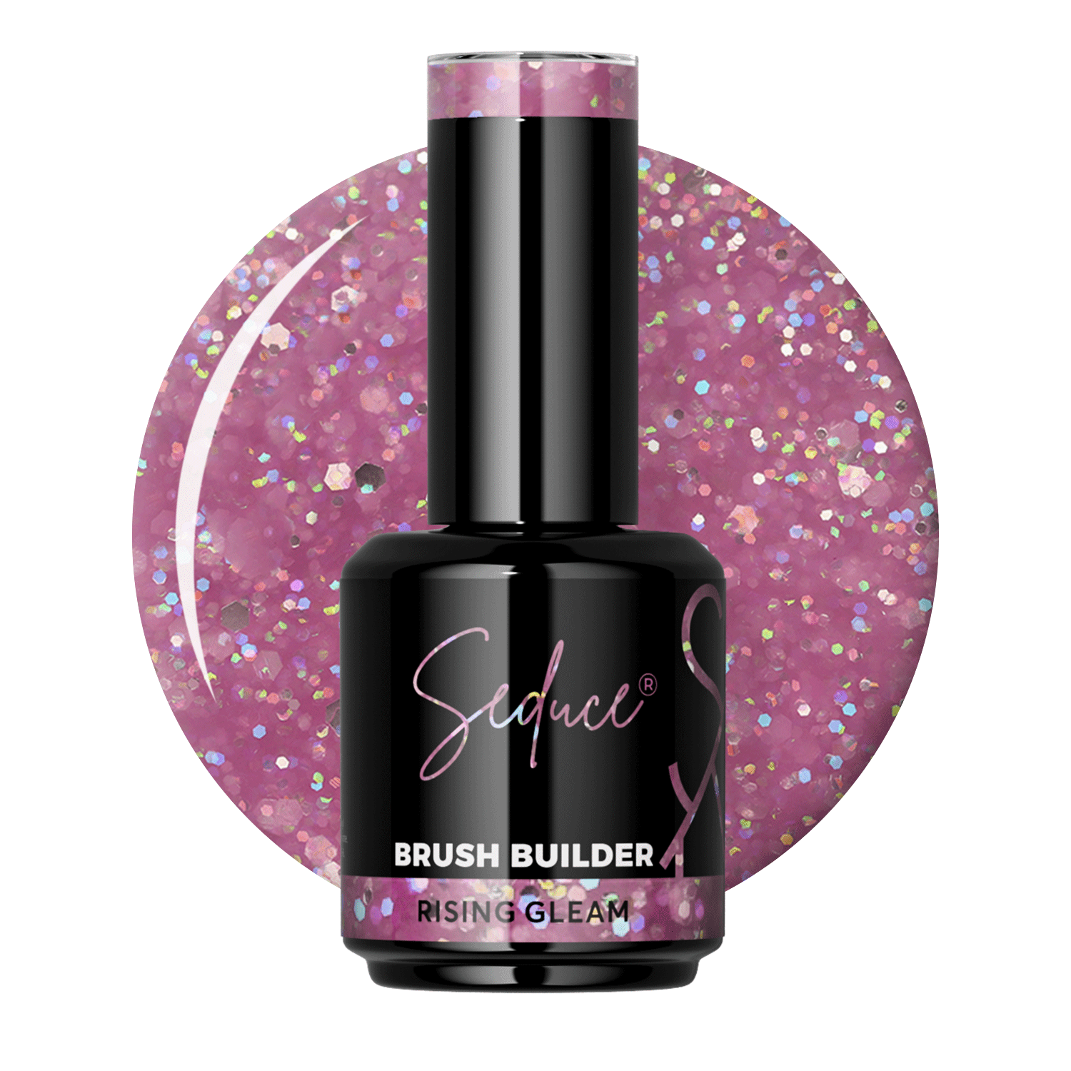 Seduce® Brush builder BIAB rising gleam met roze glitters