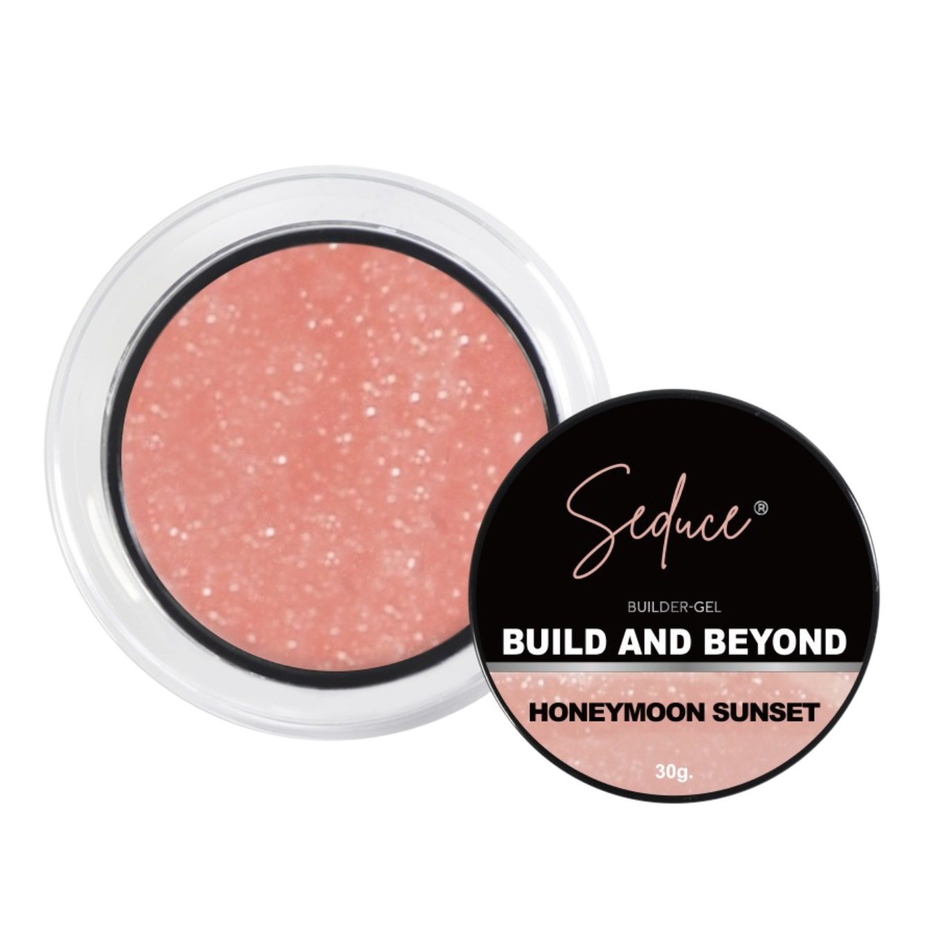 Seduce® Build and Beyond hard-gel honeymoon sunset oranje met glitters