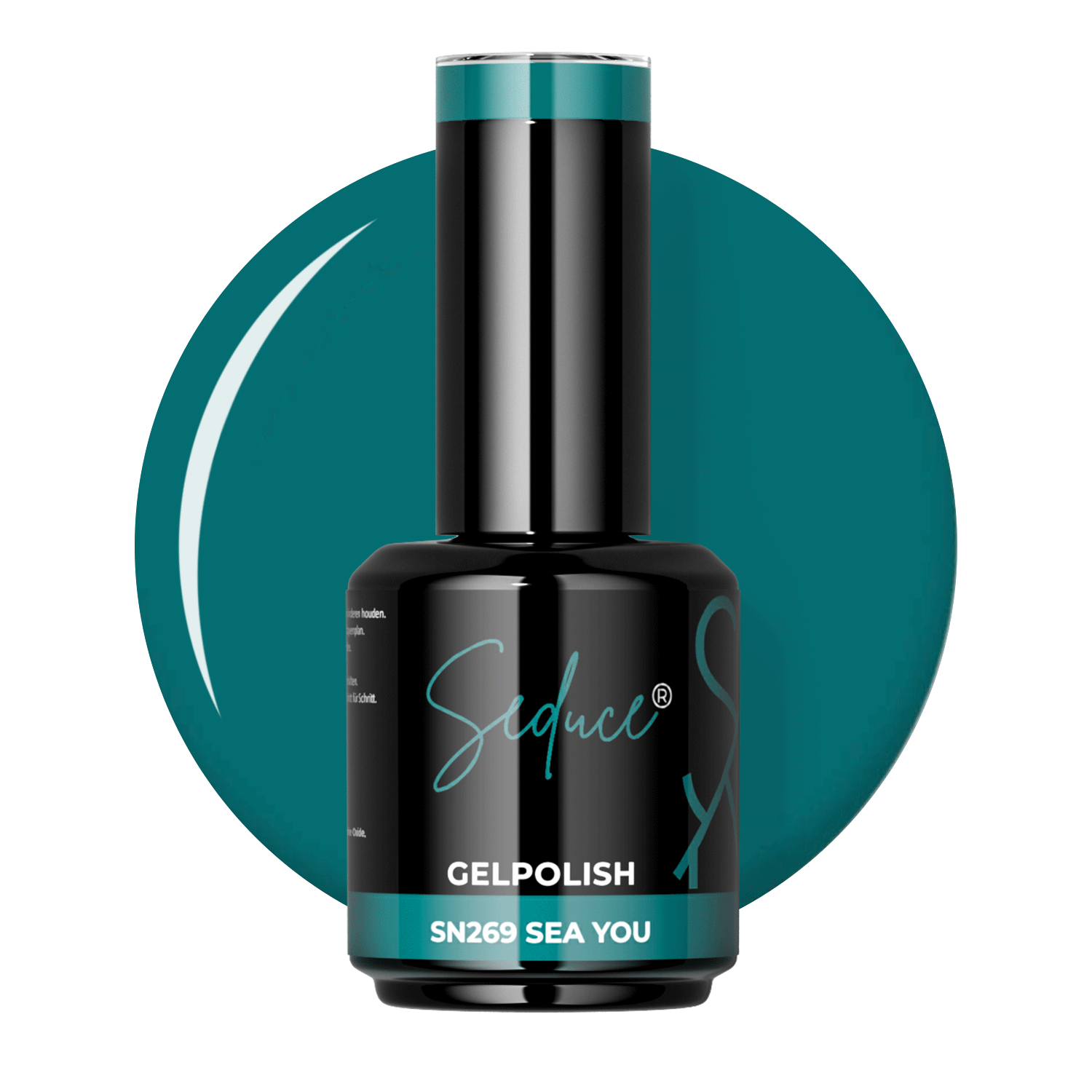 Turquoise gelpolish colordrop van Seduce® Sea You SN269 met heldere blauwgroene tint