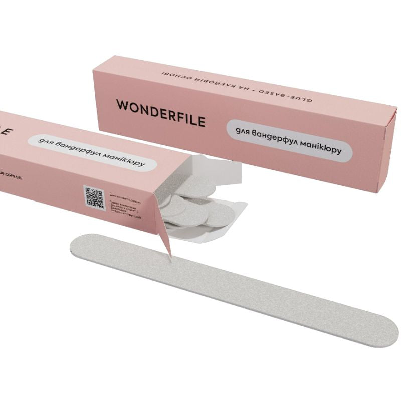 Wonderfile zachte schuimstrips 130x15 mm in 100 tot 240 grit, 20 stuks per verpakking voor professioneel salongebruik