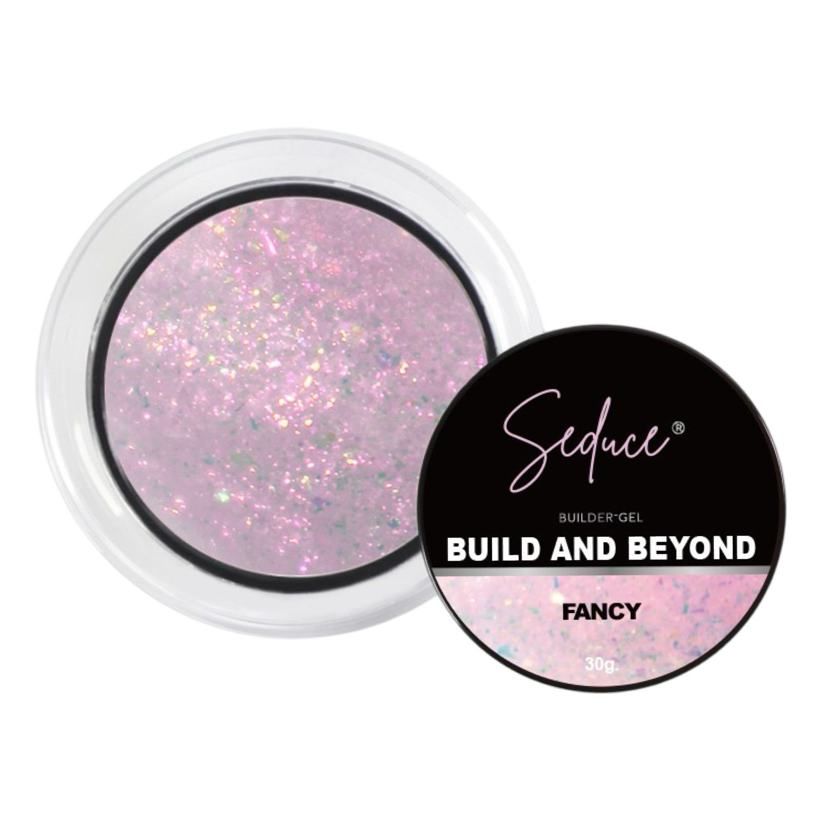 Seduce® roze hardgel met een glitter voor de versteviging en verlenging van de nagels