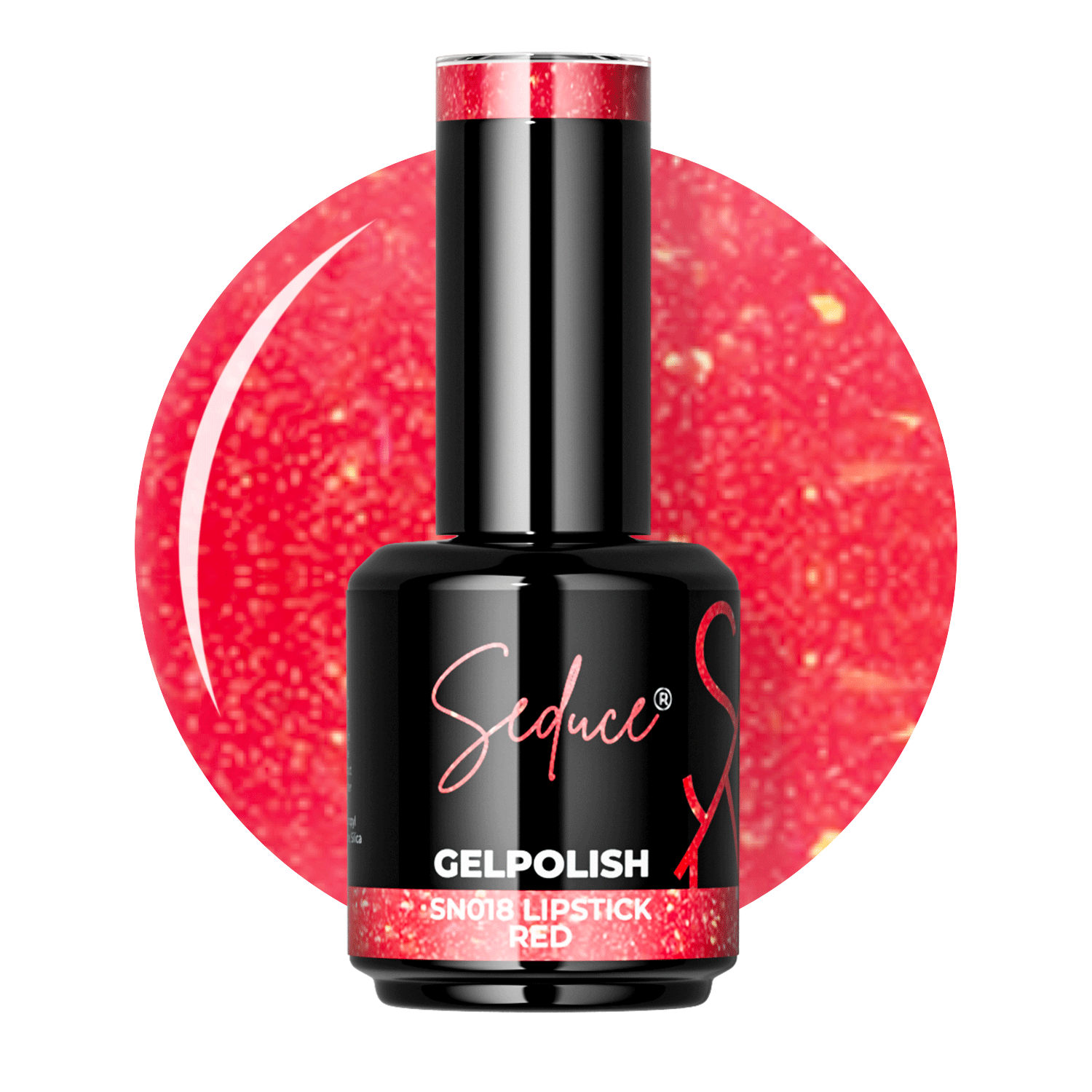 Seduce® rode gelpolish met een gouden shimmer