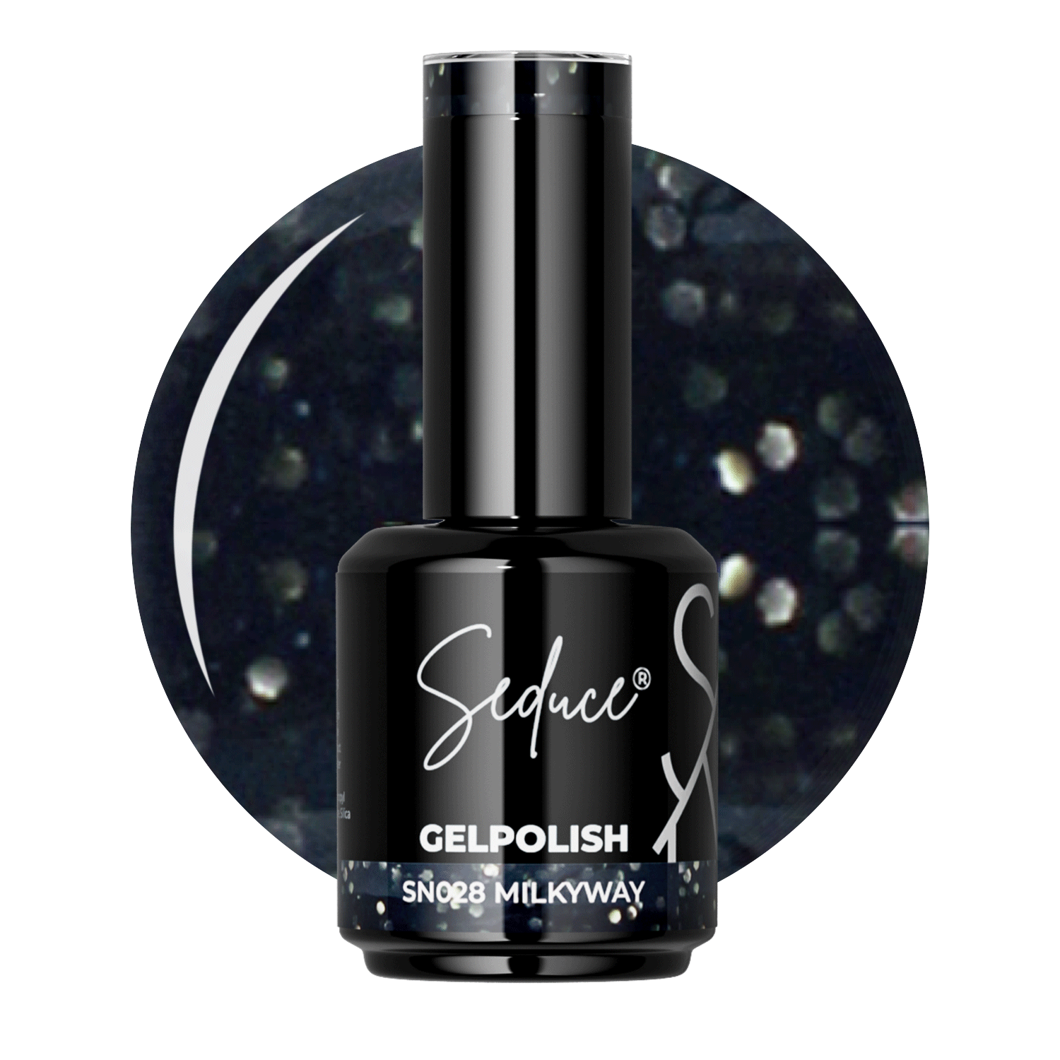 Seduce® zwarte gelpolish met zilveren glitters