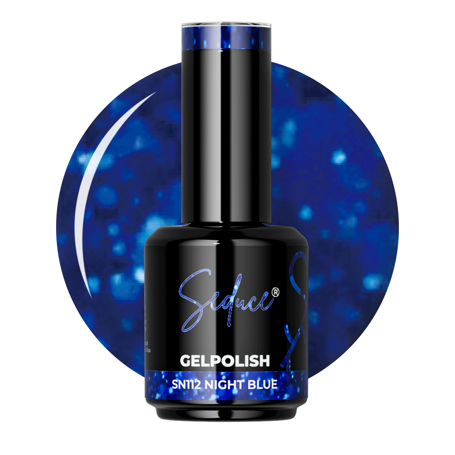 Seduce® gelpolish donkerblauwe kleur met grove glitters