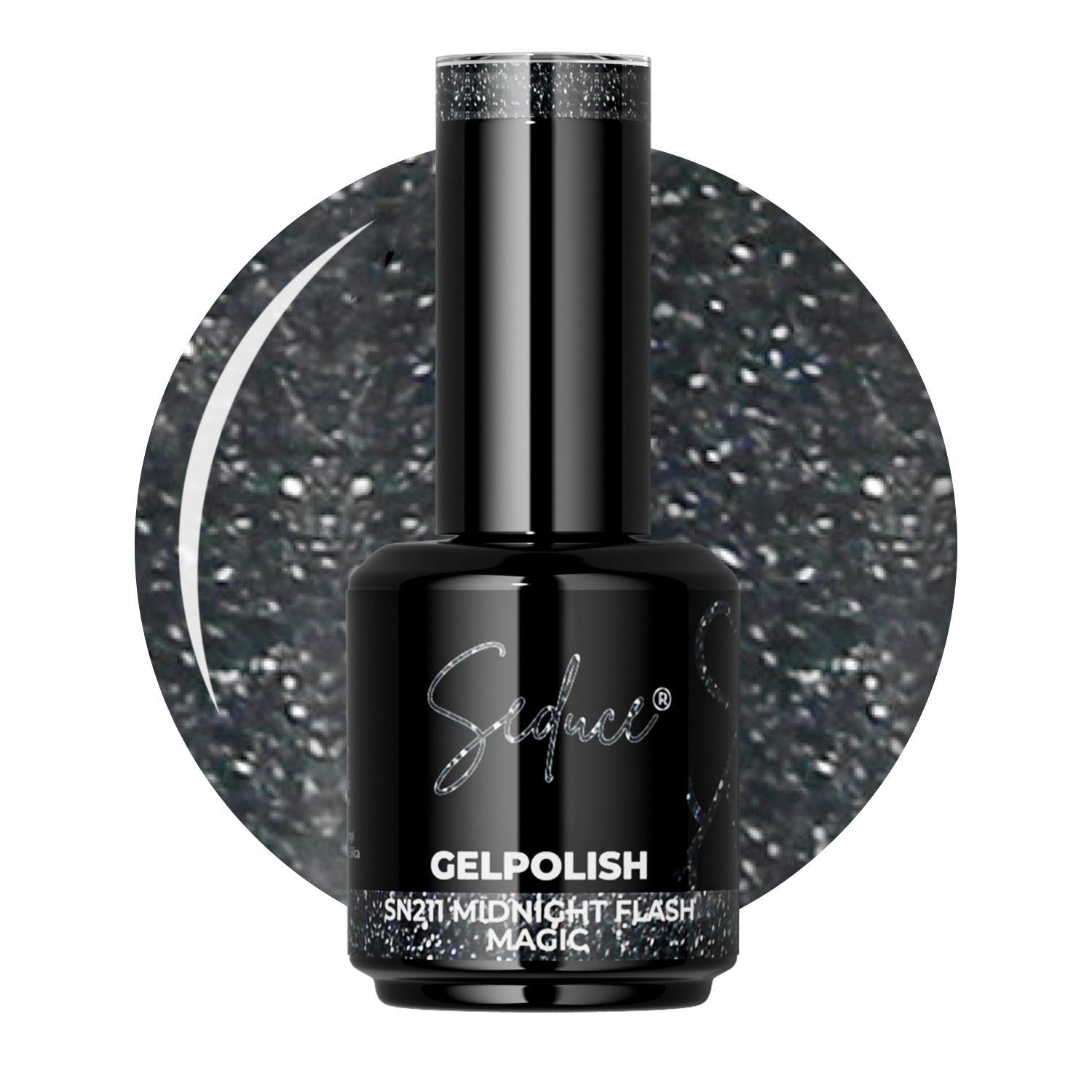 Seduce® gelpolish sn211 Midnight flash magic zwart met glitter