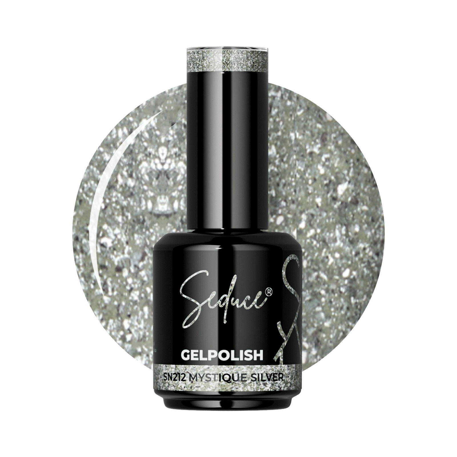 Seduce® Gelpolish SN212 Mystic silver met een prachtige glitter