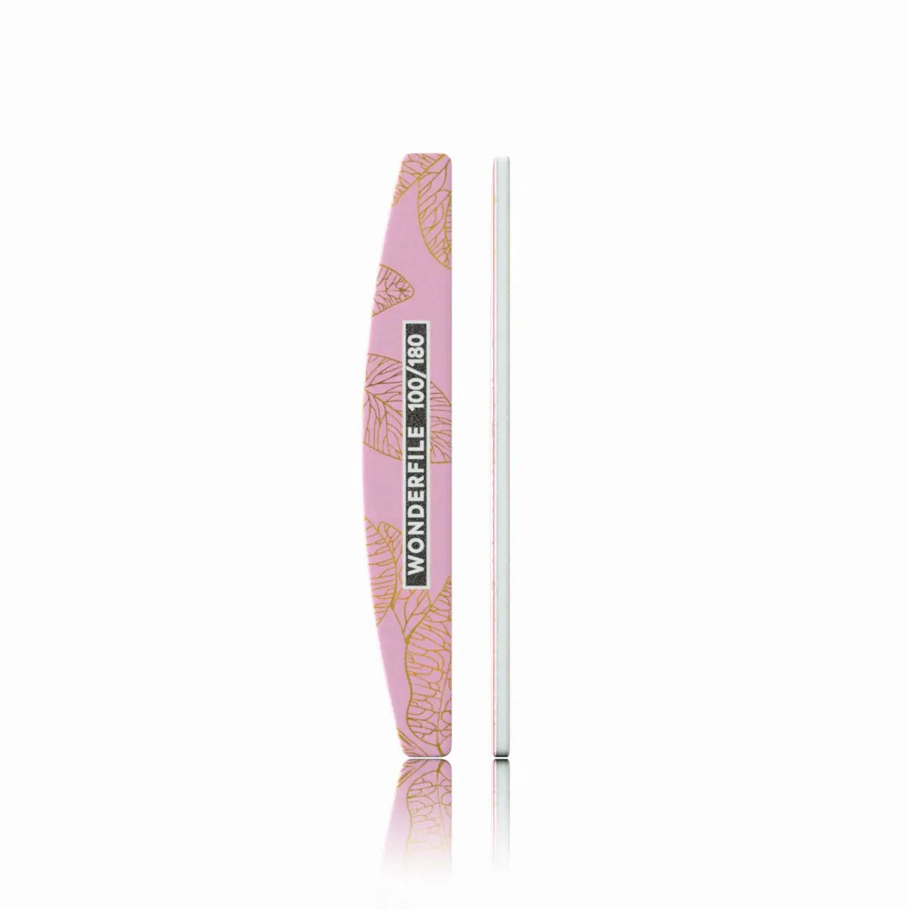 Wonderfile Halfmoon dubbelzijdige vijl op plastic base met zachte schuimbasis in 100/180 of 180/240 grit voor natuurlijke en kunstnagels